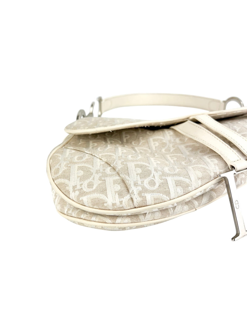 Christian Dior Vintage Cream Saddle Handbag