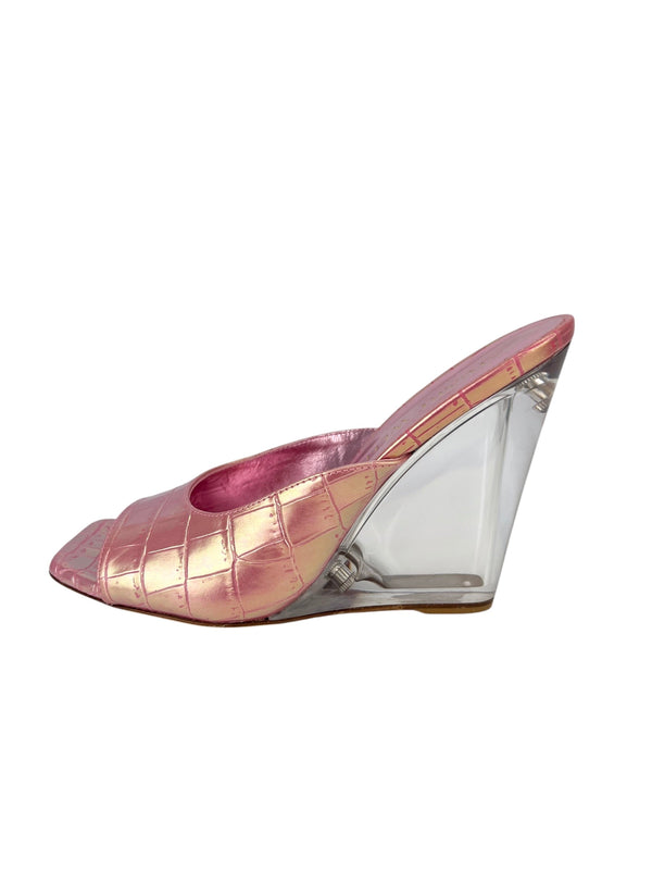Stuart Weitzman Pink Tia 100 Lucite Wedge Size 6