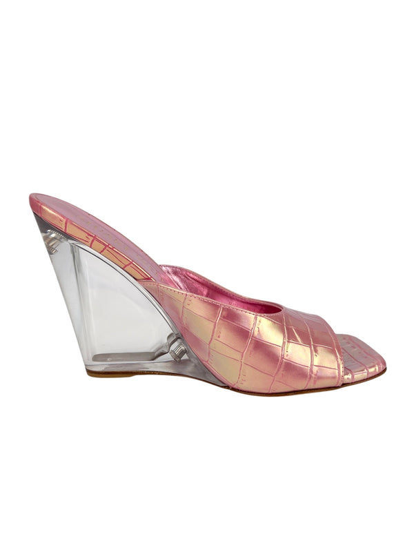 Stuart Weitzman Pink Tia 100 Lucite Wedge Size 6