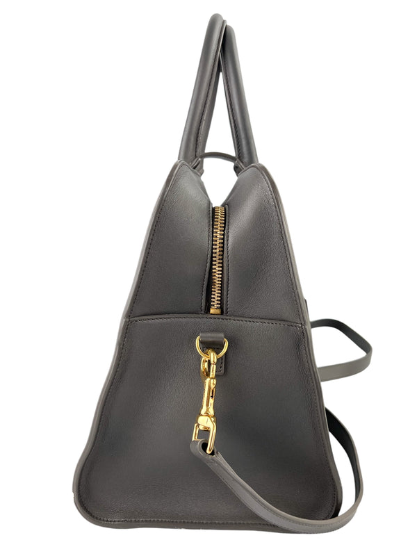 Saint Laurent Grey Leather Medium Cabas Tote w/ Strap