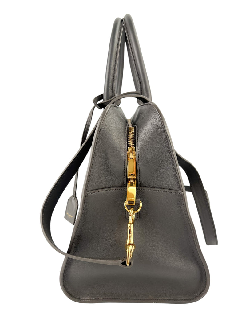 Saint Laurent Grey Leather Medium Cabas Tote w/ Strap