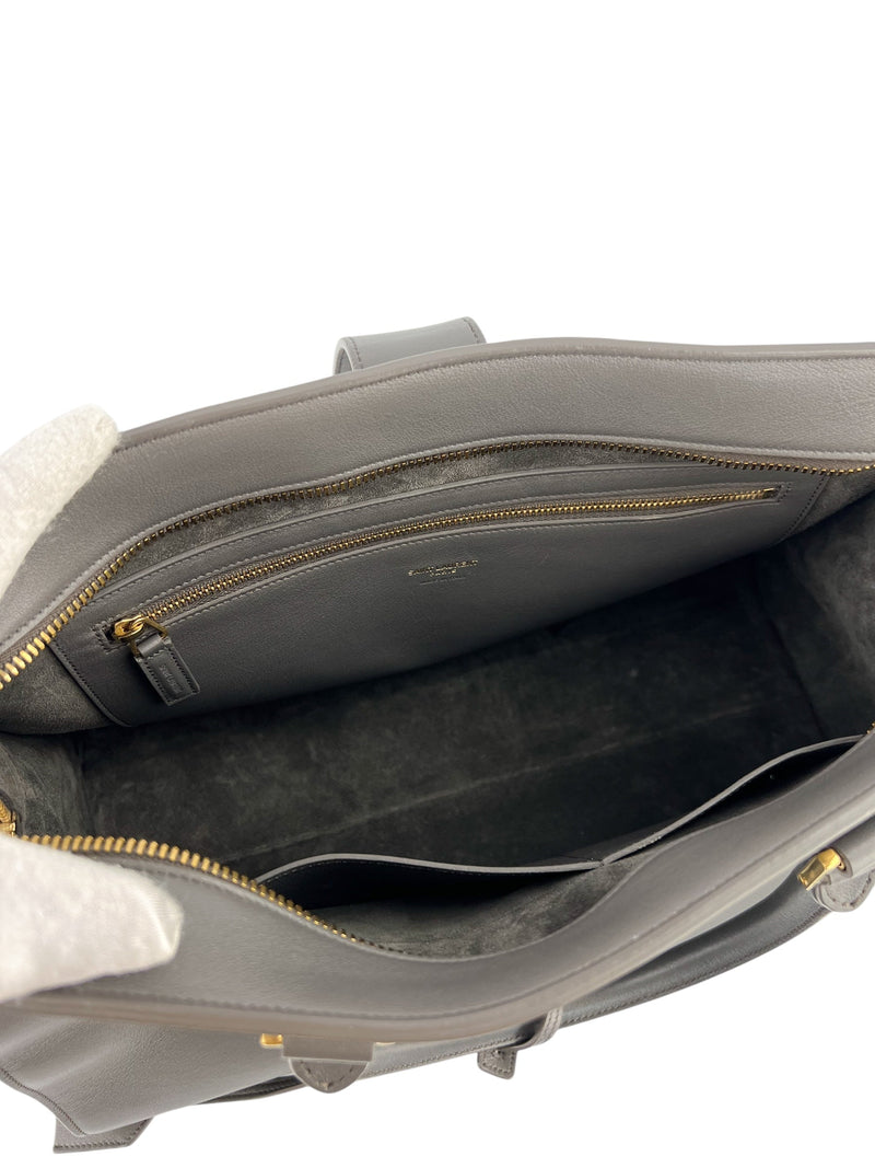 Saint Laurent Grey Leather Medium Cabas Tote w/ Strap