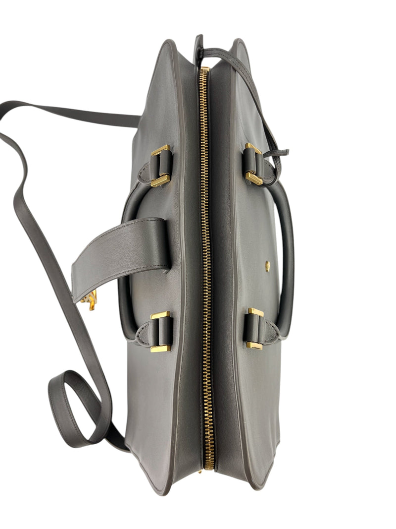 Saint Laurent Grey Leather Medium Cabas Tote w/ Strap
