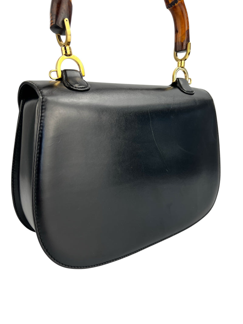 Gucci Black Vintage Bamboo Convertible Top Handle
