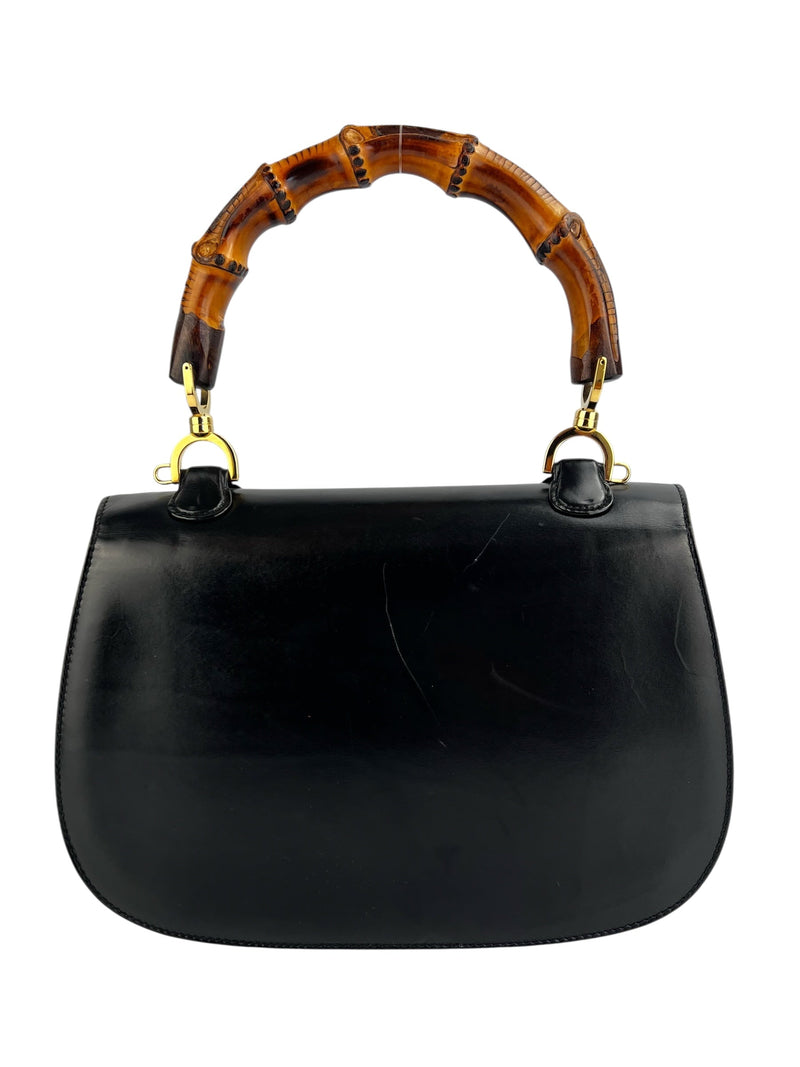 Gucci Black Vintage Bamboo Convertible Top Handle