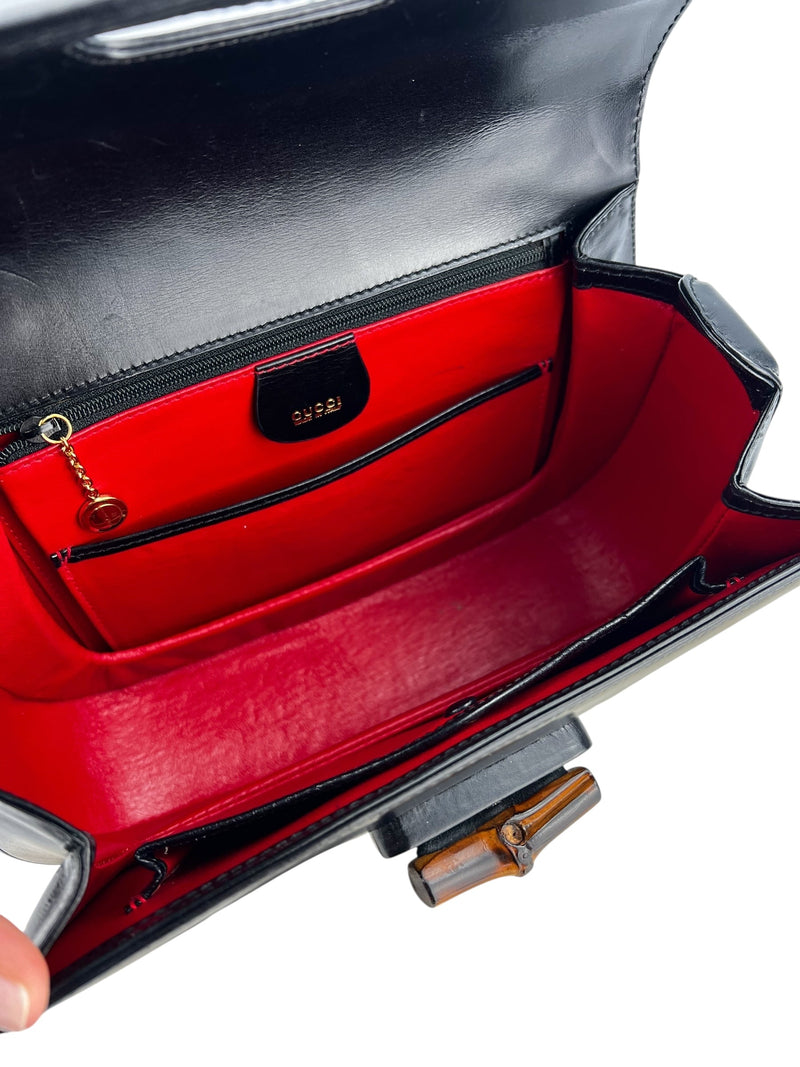 Gucci Black Vintage Bamboo Convertible Top Handle