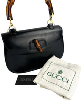 Gucci Black Vintage Bamboo Convertible Top Handle
