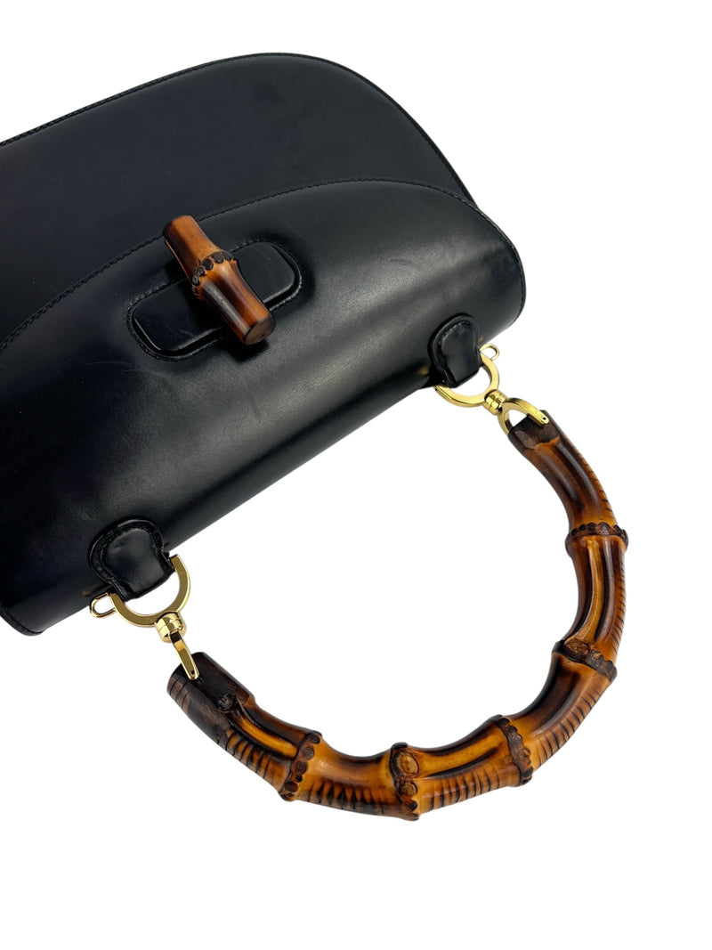 Gucci Black Vintage Bamboo Convertible Top Handle
