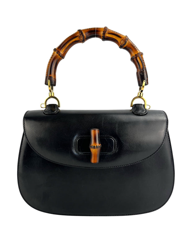 Gucci Black Vintage Bamboo Convertible Top Handle