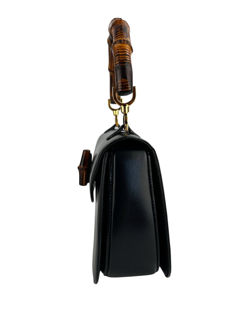 Gucci Black Vintage Bamboo Convertible Top Handle