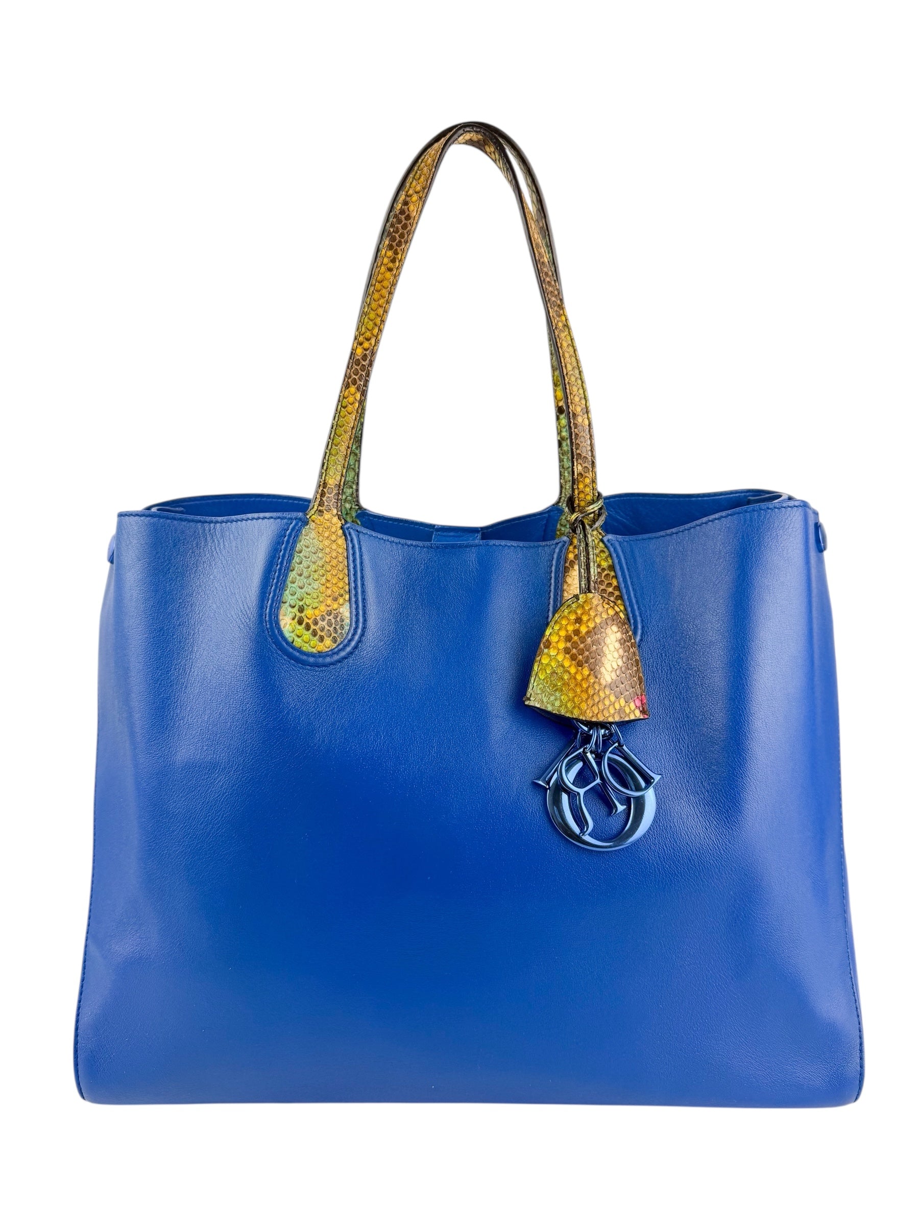 christian-dior-blue-leather-multicolor-python-trim-addict-tote-0