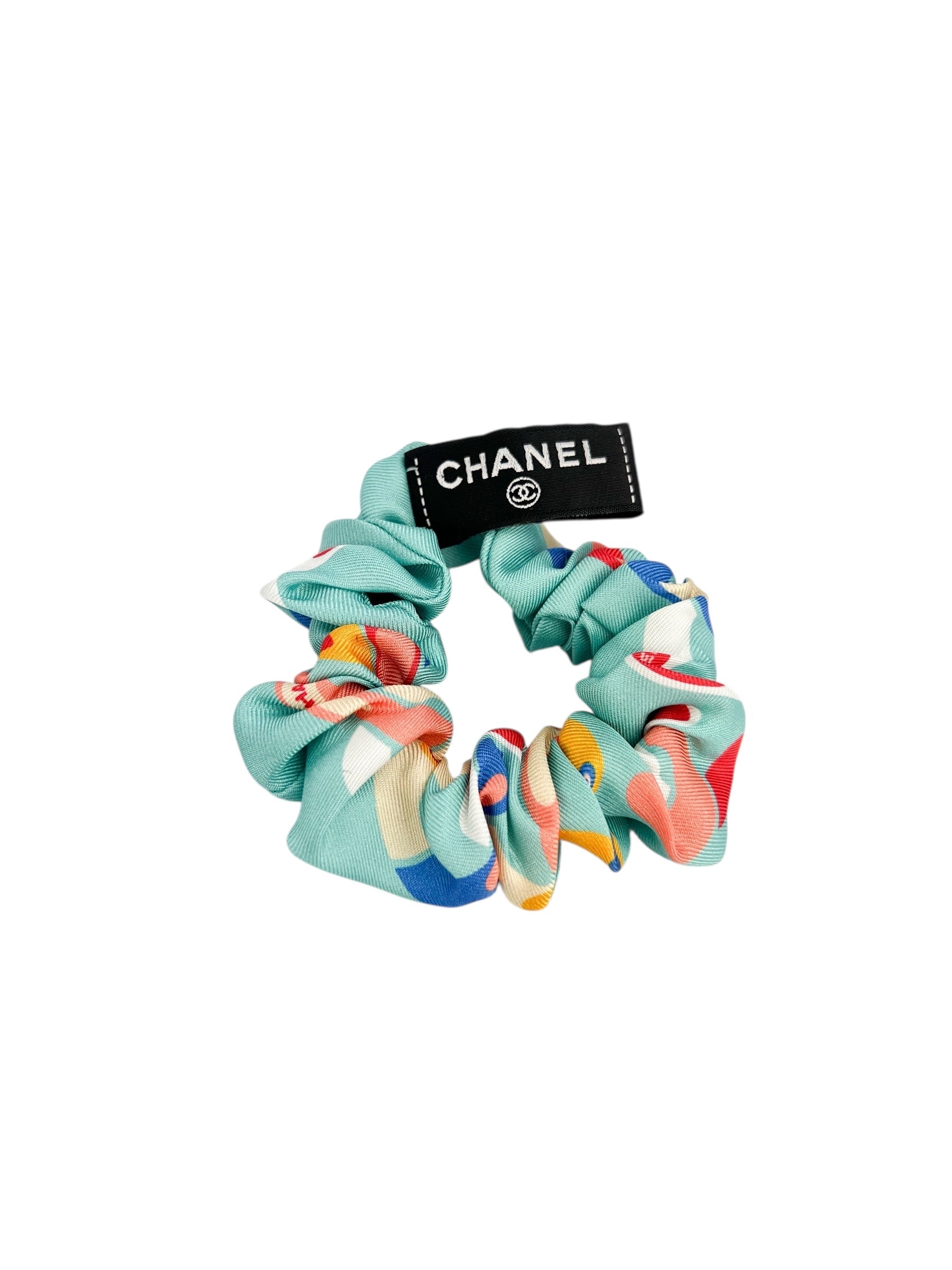 Chanel Large Silk Twilly & Scrunchy Set W/ Box