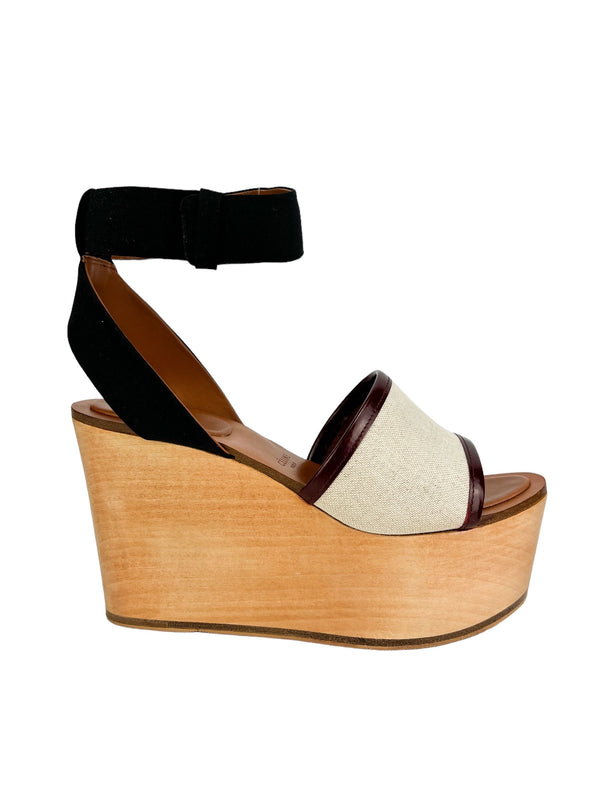 Celine Platform Canvas Wedges Size 36