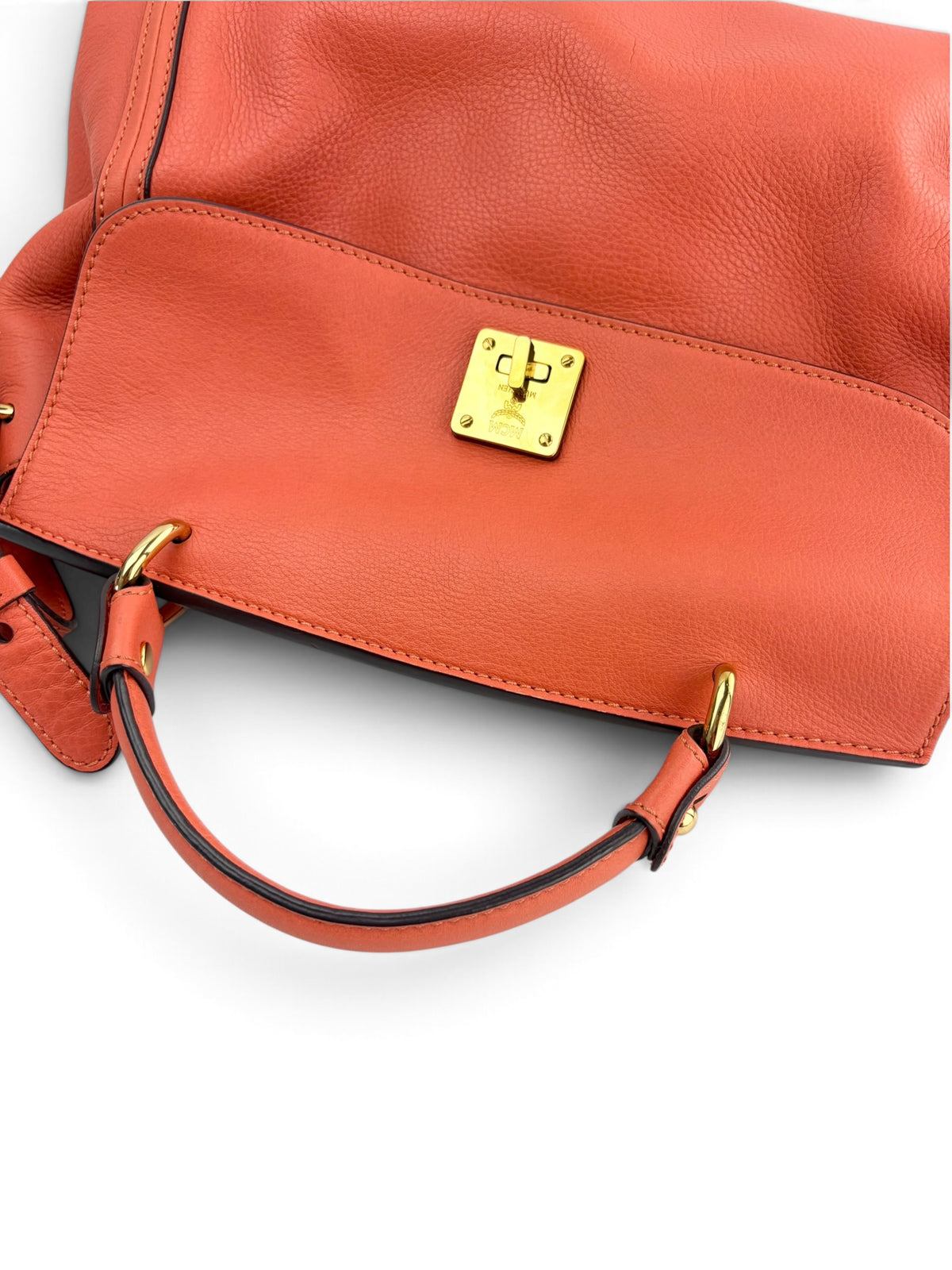 mcm-orange-coral-pebbled-leather-top-handle-satchel-4
