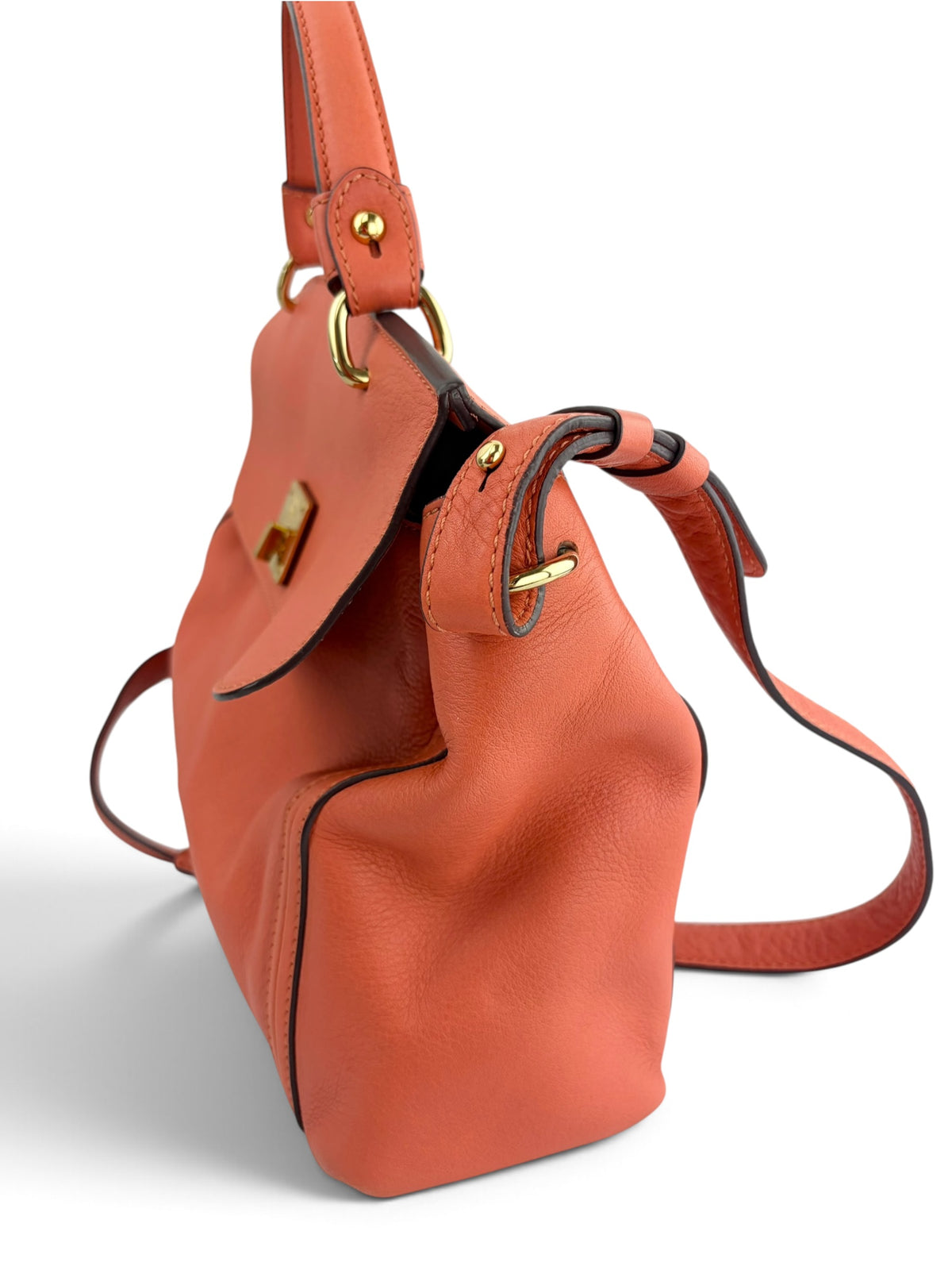 mcm-orange-coral-pebbled-leather-top-handle-satchel-1