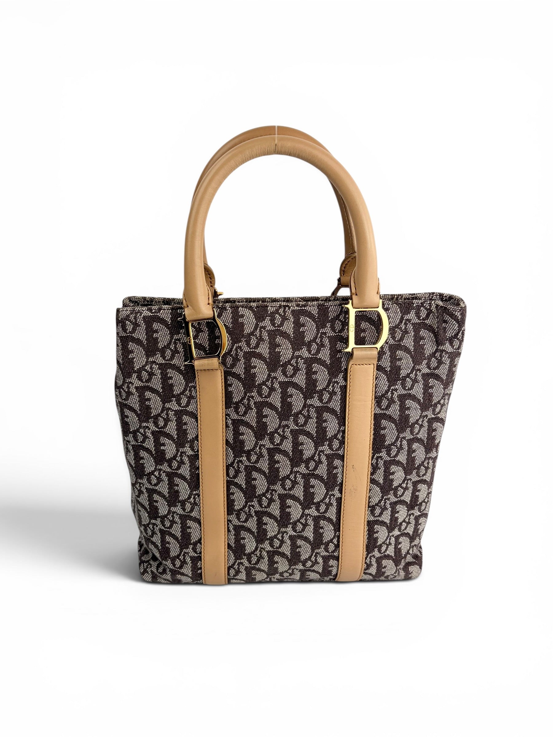 christian-dior-brown-canvas-trotter-top-handle-0