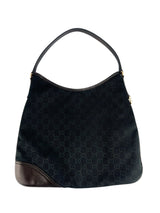 Gucci Vintage Black Canvas Medium Britt Shoulder Bag