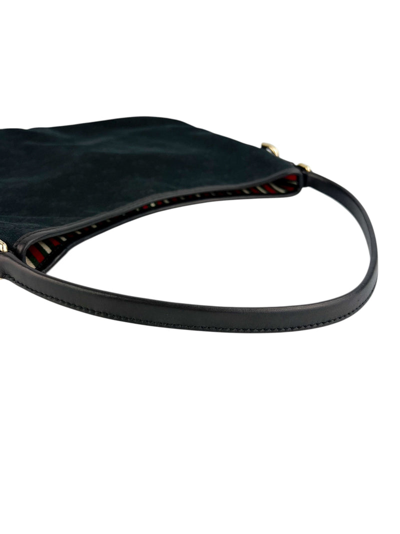 Gucci Vintage Black Canvas Medium Britt Shoulder Bag