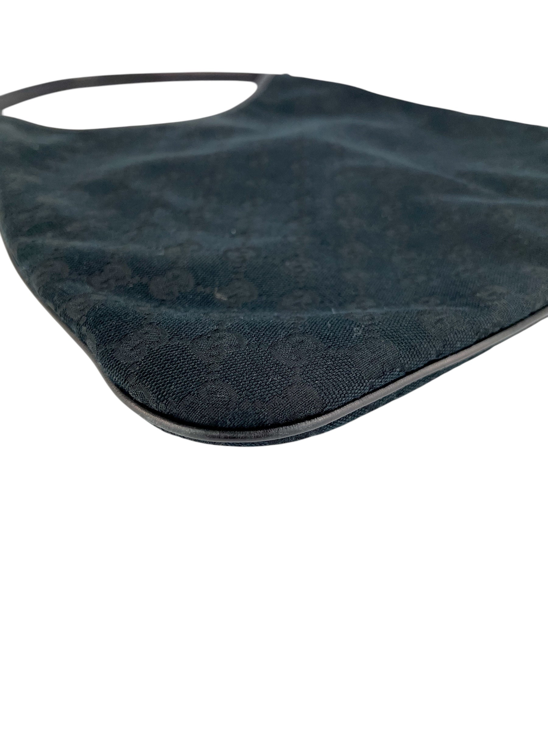 Gucci Vintage Black Canvas Medium Britt Shoulder Bag