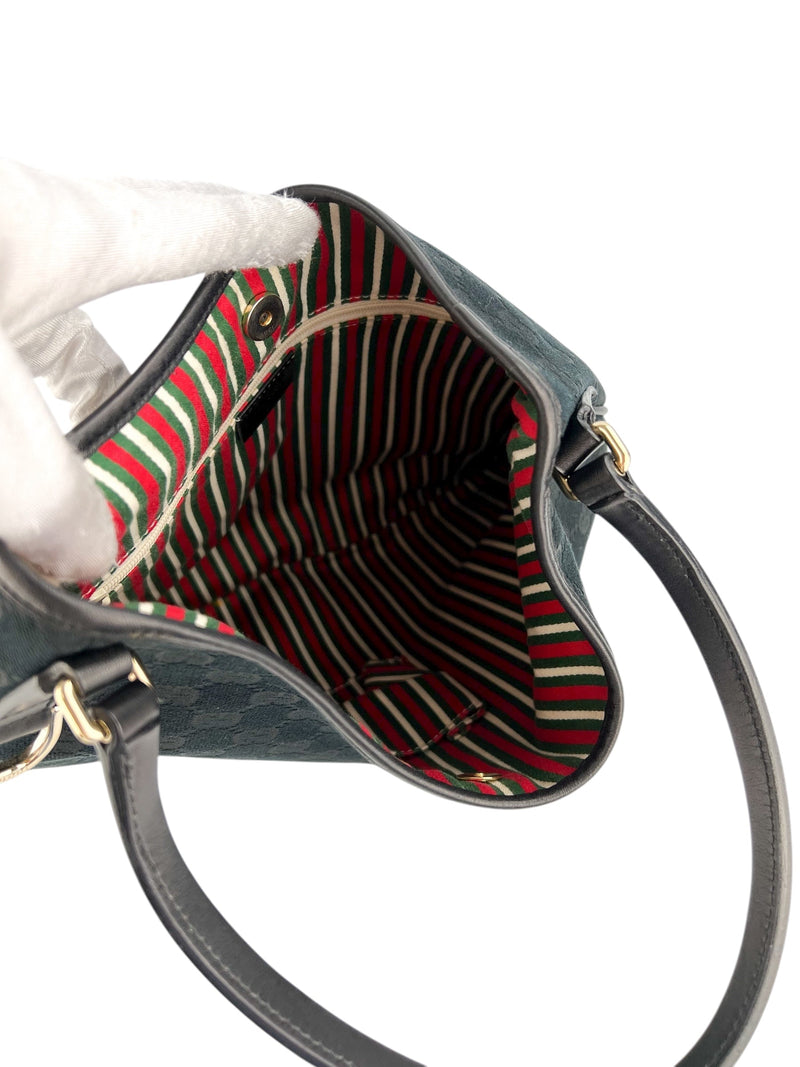 Gucci Vintage Black Canvas Medium Britt Shoulder Bag