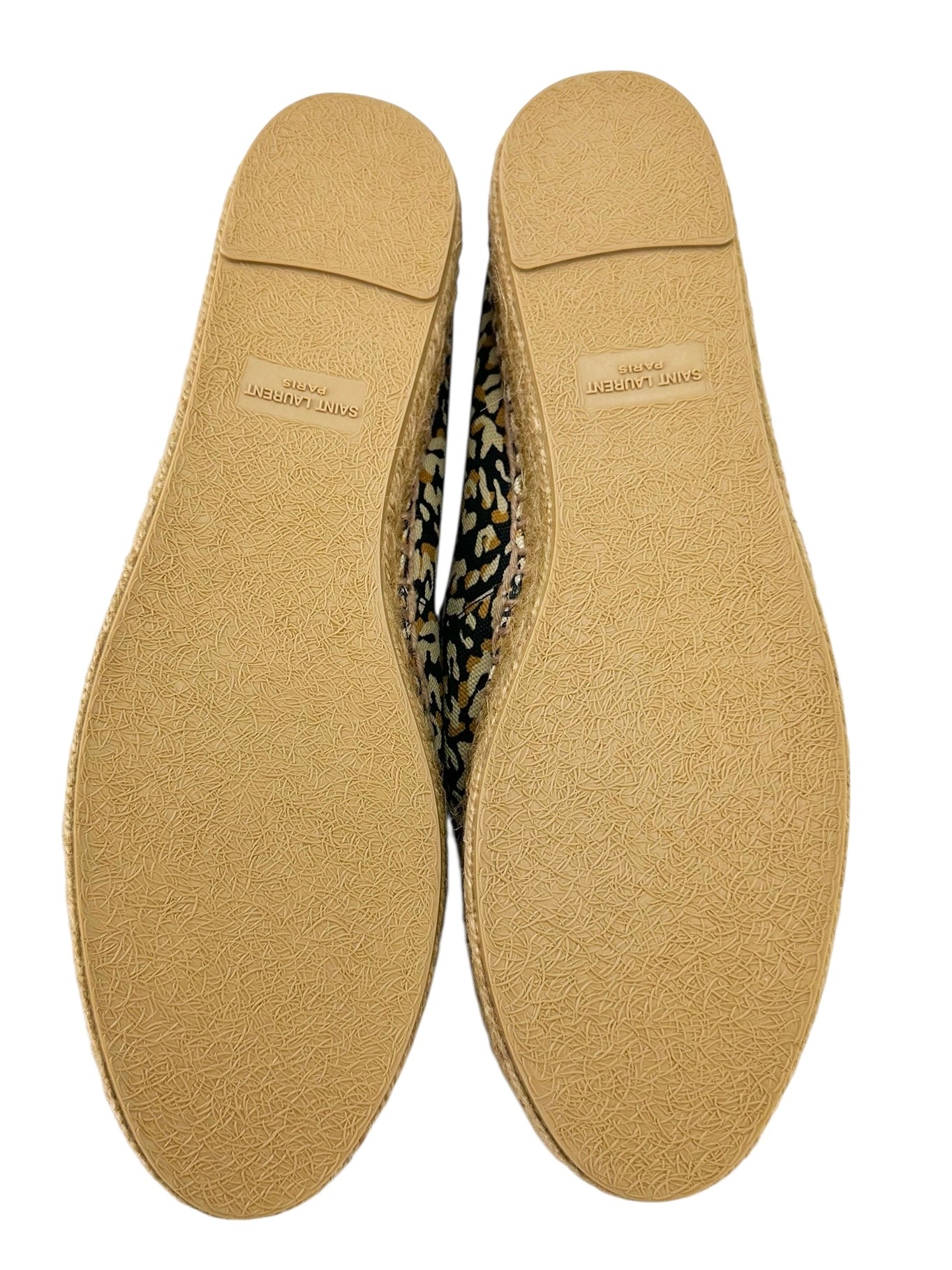 Saint Laurent Brown Canvas Leopard Espadrilles Size 39