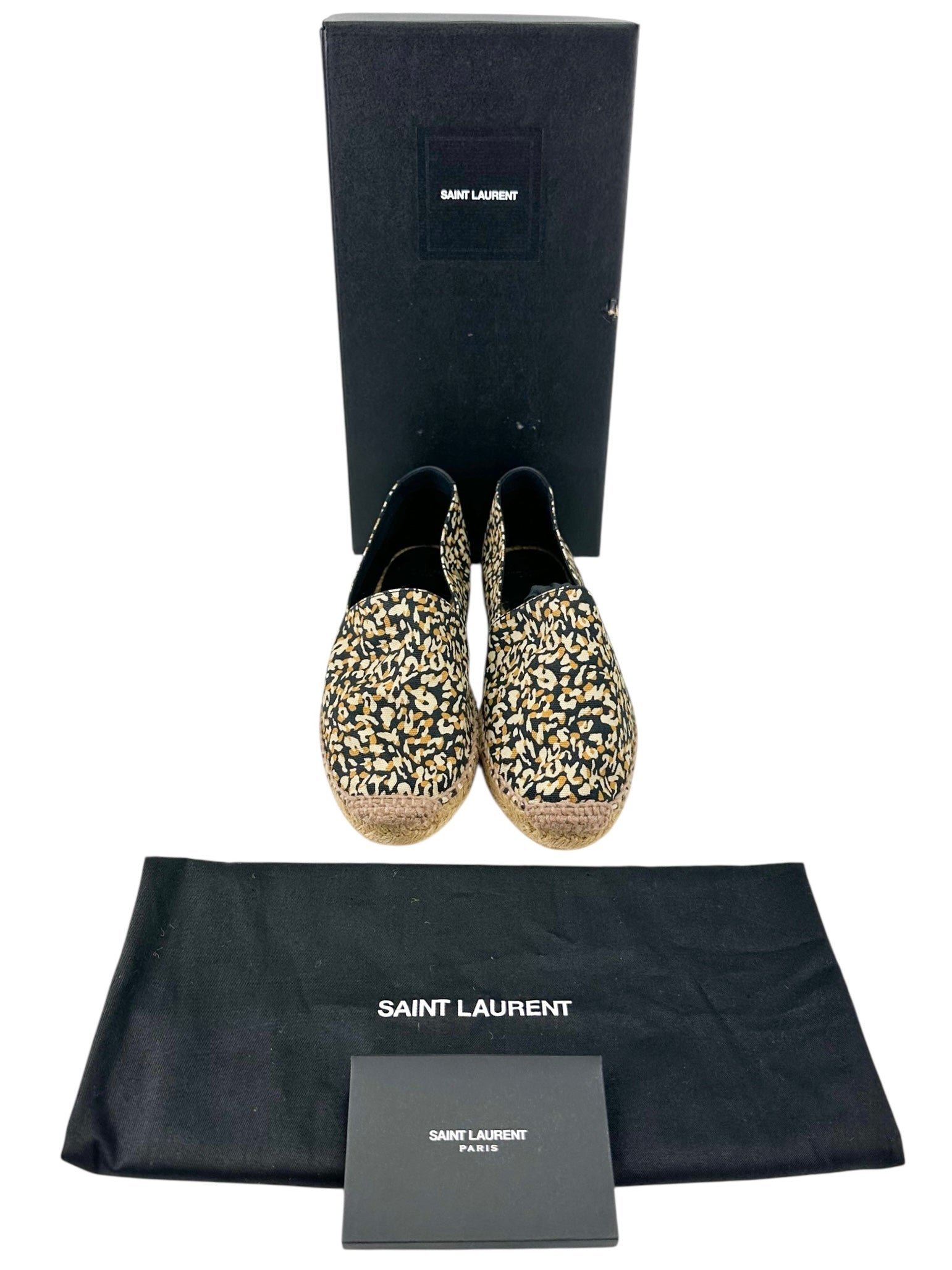 Saint Laurent Brown Canvas Leopard Espadrilles Size 39