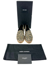 Saint Laurent Brown Canvas Leopard Espadrilles Size 39