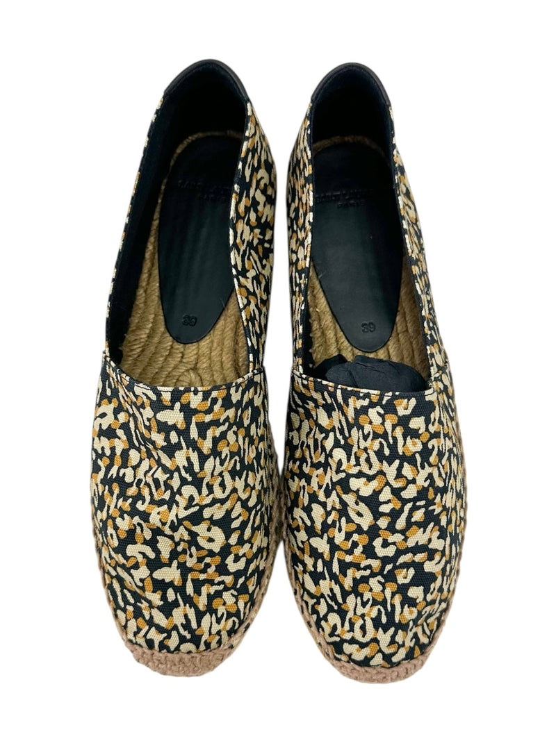 Saint Laurent Brown Canvas Leopard Espadrilles Size 39