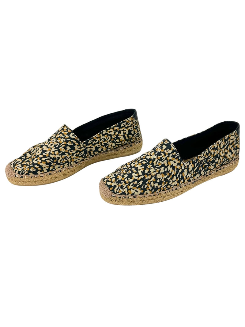 Saint Laurent Brown Canvas Leopard Espadrilles Size 39