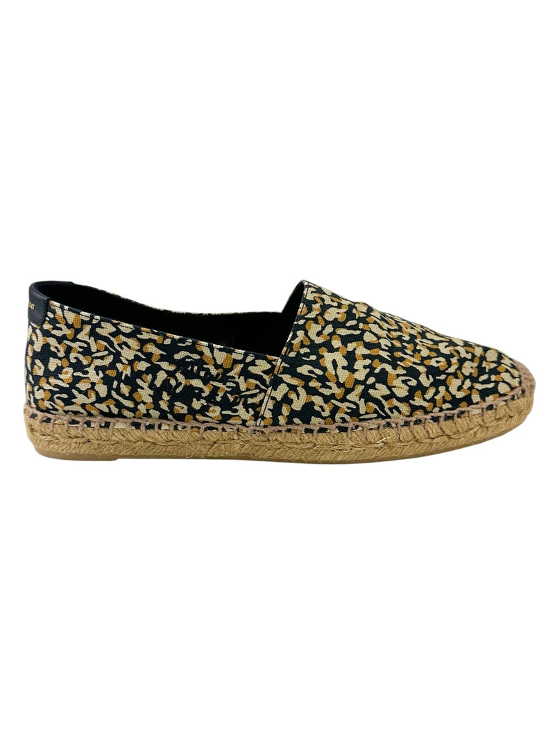 Saint Laurent Brown Canvas Leopard Espadrilles Size 39