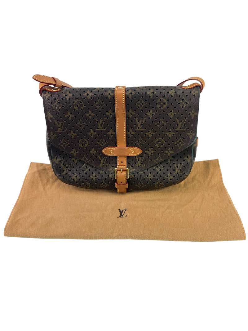 Louis Vuitton Limited Edition Perforated Blue Saumur