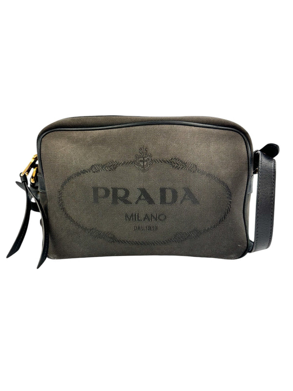 Prada Small Black Logo Camera Bag Canvas