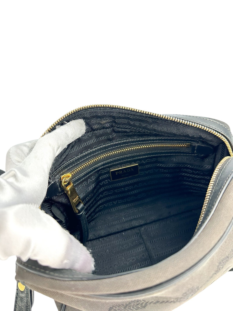 Prada Small Black Logo Camera Bag Canvas