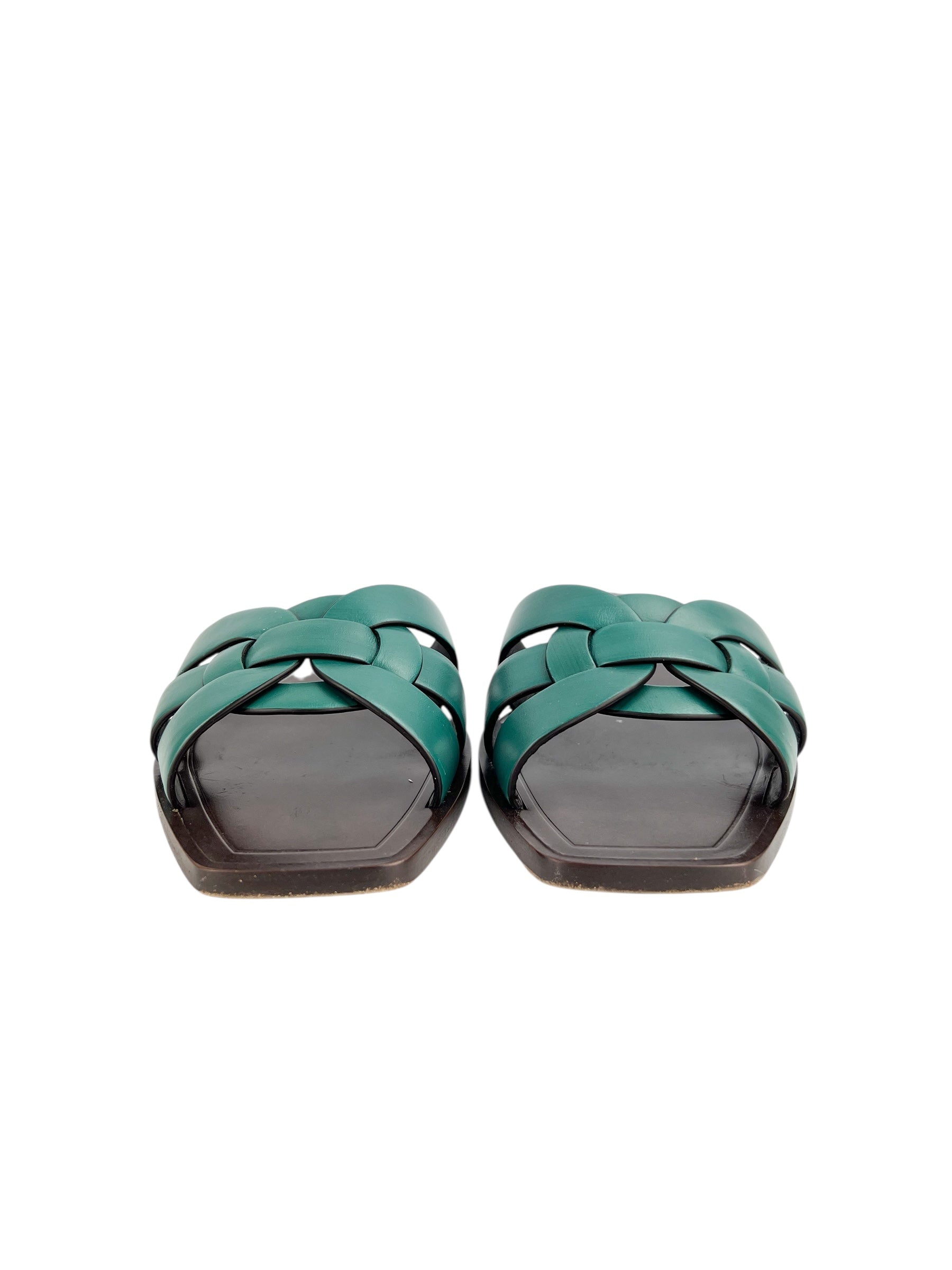 Saint Laurent Hunter Green Tribute Sandals Size 39