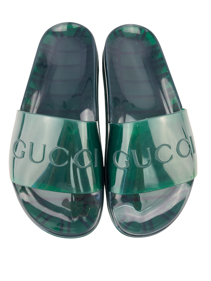 Gucci Green Rubber Sandals