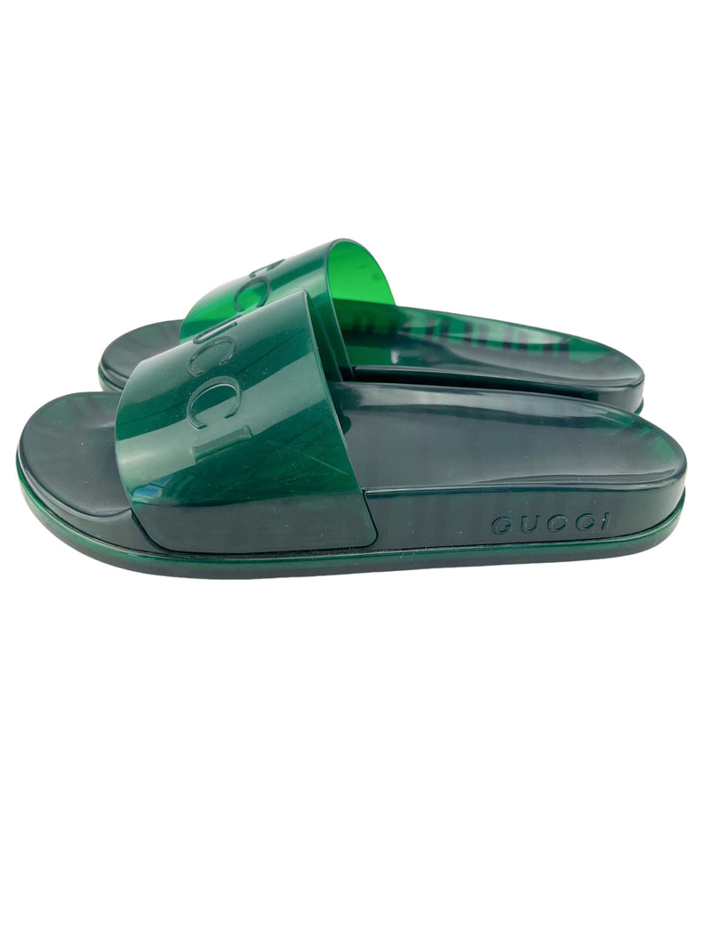 Gucci Green Rubber Sandals