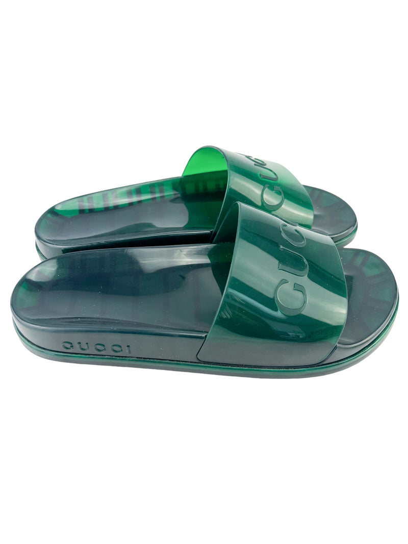 Gucci Green Rubber Sandals