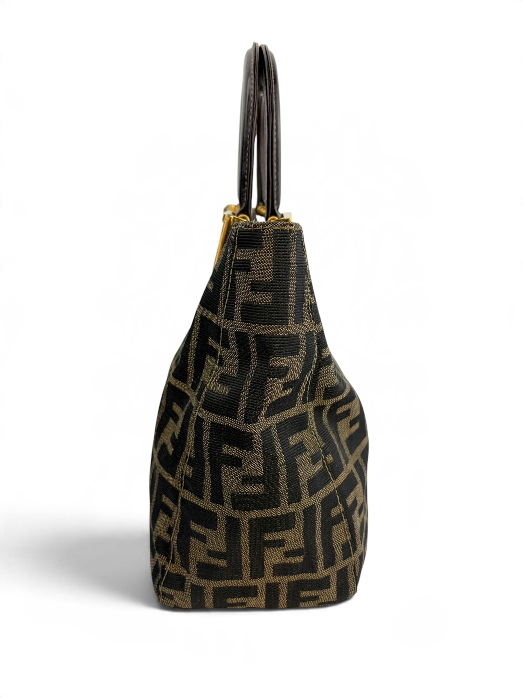 Fendi Vintage Zucca Brown Twin Top Handle
