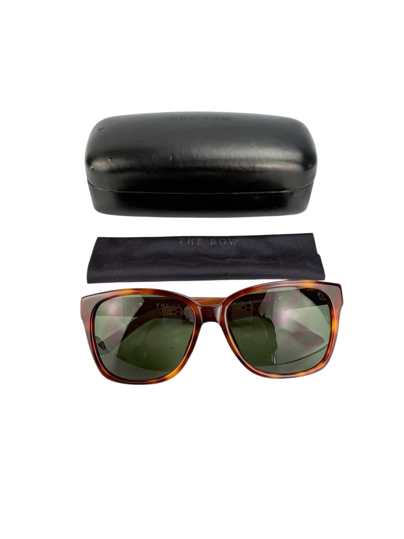 The Row Tortoise & Leather Sunglasses