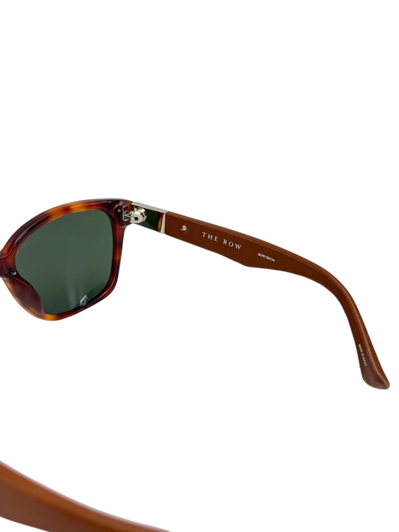 The Row Tortoise & Leather Sunglasses