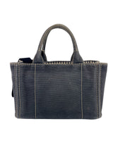 Prada Distressed Denim Canapa Convertible Canvas Tote