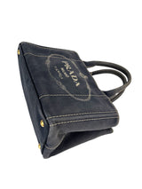 Prada Distressed Denim Canapa Convertible Canvas Tote