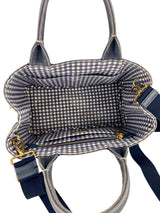 Prada Distressed Denim Canapa Convertible Canvas Tote