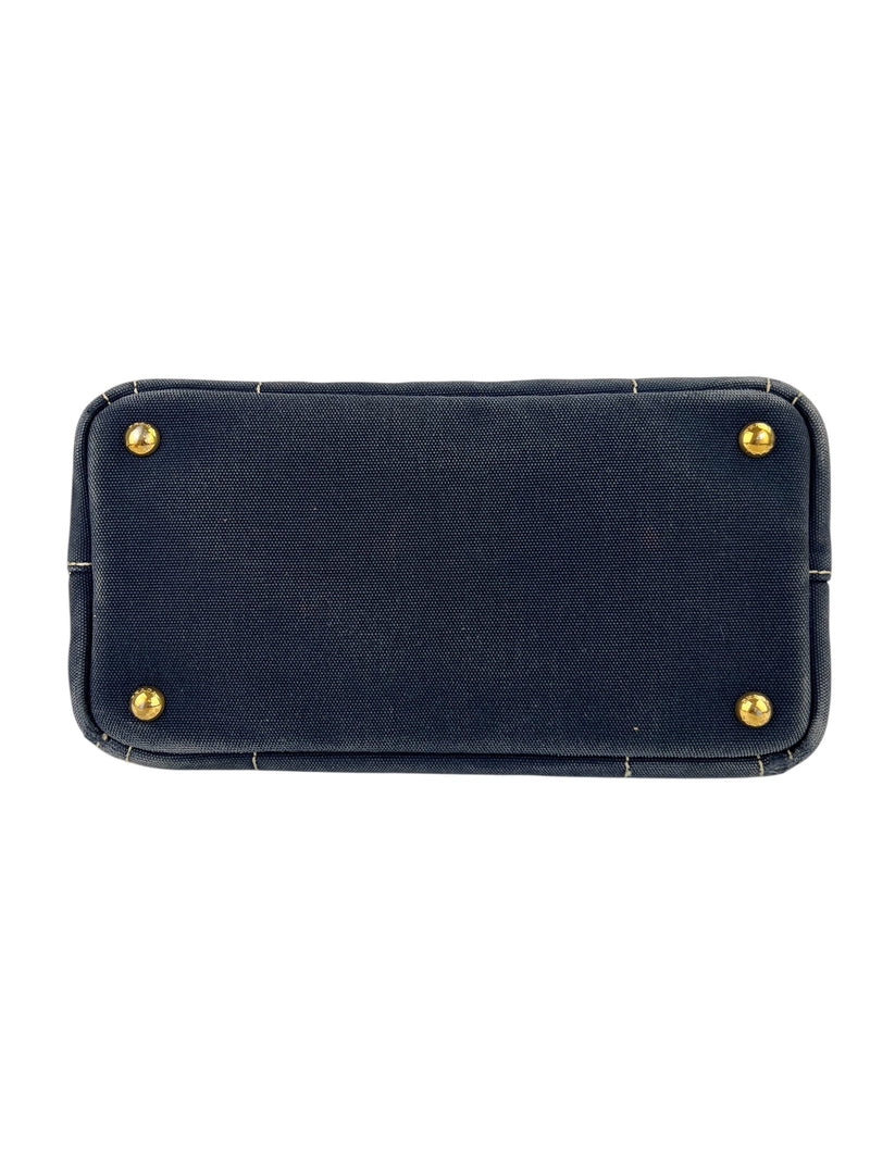 Prada Distressed Denim Canapa Convertible Canvas Tote