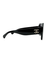 Chanel Black Shield Sunglasses In Box