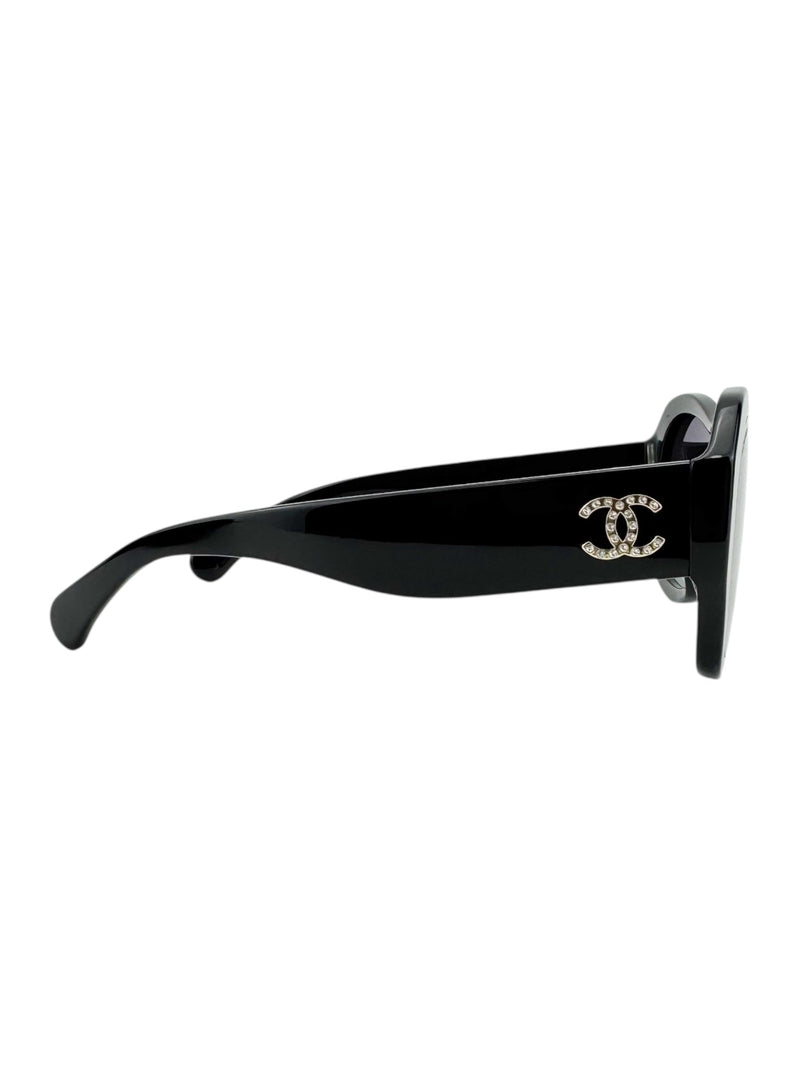 Chanel Black Shield Sunglasses In Box
