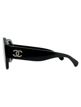 Chanel Black Shield Sunglasses In Box