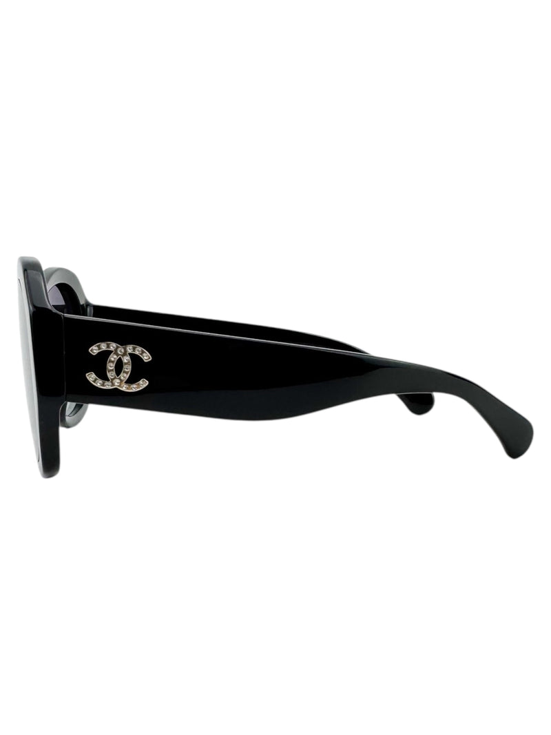 Chanel Black Shield Sunglasses In Box
