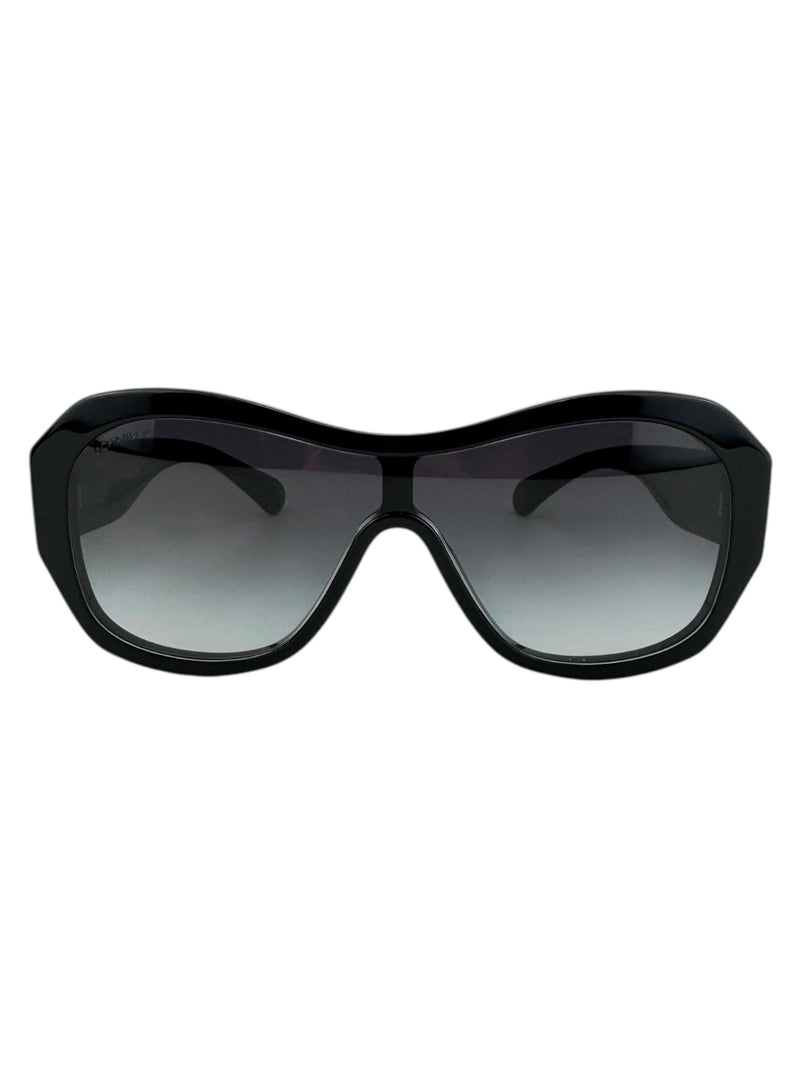 Chanel Black Shield Sunglasses In Box