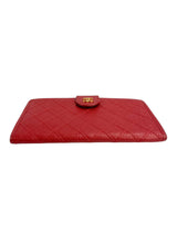 Chanel Red Caviar Leather Kisslock Wallet